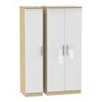 Knightsbridge White Gloss and Light Oak 3 Door Triple Wardrobe