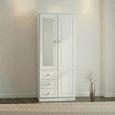 Pembroke White 2 Door Combi Wardrobe - 1 Mirror RHF 3 Drawers