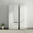 Pembroke White 3 Door Tall Combi Wardrobe - 1 Mirror and LHF 2 Drawers