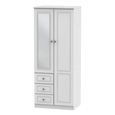 Pembroke White 2 Door Combi Wardrobe - 1 Mirror RHF 3 Drawers