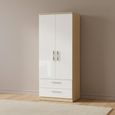 Knightsbridge Wardrobe - 2 Door - 2 Drawer - Double - White Gloss and Light Oak