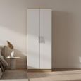 Knightsbridge Wardrobe - 2 Door - Plain - White Gloss and Light Oak