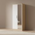 Knightsbridge Wardrobe - 2 Door - 1 Mirror - White Gloss and Light Oak