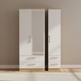 Knightsbridge Wardrobe - 3 Door - 1 Mirror - Combi - White Gloss and Light Oak