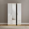 Knightsbridge Wardrobe - 3 Door - 1 Mirror - Combi - Tall - White Gloss and Light Oak