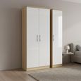 Knightsbridge Wardrobe - 3 Door - Triple - Tall - White Gloss and Light Oak