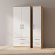 Knightsbridge Wardrobe - 3 Door - 4 Drawer - Triple - White Gloss and Light Oak