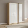 Knightsbridge Wardrobe - 3 Door - Triple - White Gloss and Light Oak