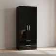 Knightsbridge Double Wardrobe - 2 Door - 2 Drawer - Black Gloss