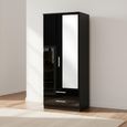 Knightsbridge Tall Combi Wardrobe - 2 Door - 1 Mirror - Black Gloss