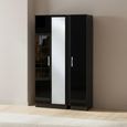 Knightsbridge Triple Wardrobe - 3 Door - 1 Mirror - Black Gloss