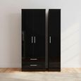 Knightsbridge Triple Wardrobe - 3 Door - LHF 2 Drawers - Black Gloss