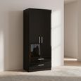 Knightsbridge Tall Wardrobe - 2 Door - 2 Drawer - Black Gloss