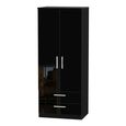 Knightsbridge Double Wardrobe - 2 Door - 2 Drawer - Black Gloss