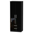 Knightsbridge Tall Wardrobe - 2 Door - 2 Drawer - Black Gloss