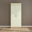 Knightsbridge Wardrobe - 2 Door - Plain - Cream Gloss and Light Oak