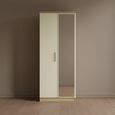 Knightsbridge Wardrobe - 2 Door - Tall - 1 Mirror - Cream Gloss and Light Oak