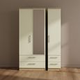 Knightsbridge Wardrobe - 3 Door - 1 Mirror - Combi - Cream Gloss and Light Oak