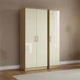 Knightsbridge Wardrobe - 3 Door - Triple - Cream Gloss and Light Oak