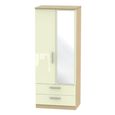 Knightsbridge Combi Wardrobe - 2 Door - 1 Mirror - Cream Gloss and Light Oak