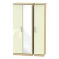 Knightsbridge Wardrobe - 3 Door - Tall Triple - Cream Gloss and Light Oak