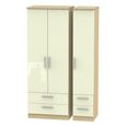 Knightsbridge Wardrobe - 3 Door - 4 Drawers - Tall Triple - Cream Gloss and Light Oak
