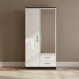 Knightsbridge Wardrobe - 2 Door - 1 Mirror - Combi - White Gloss and Black