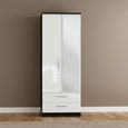 Knightsbridge Wardrobe - 2 Door - 1 Mirror - Tall Combi - White Gloss and Black