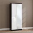 Knightsbridge Wardrobe - 2 Door - 1 Mirror - Tall - White Gloss and Black