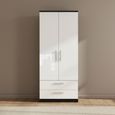 Knightsbridge Wardrobe - 2 Door - 2 Drawer - Double - White Gloss and Black