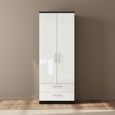 Knightsbridge Wardrobe - 2 Door - 2 Drawer - Tall - White Gloss and Black