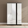 Knightsbridge Wardrobe - 3 Door - 1 Mirror - Combi - White Gloss and Black