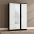 Knightsbridge Wardrobe - 3 Door - 1 Mirror - LHF 2 Drawer - Tall Combi - White Gloss and Black