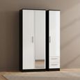 Knightsbridge Wardrobe - 3 Door - 1 Mirror - RHF 2 Drawer - Tall Combi - White Gloss and Black