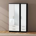 Knightsbridge Wardrobe - 3 Door - 1 Mirror - Tall Combi - White Gloss and Black