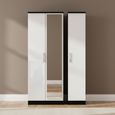 Knightsbridge Wardrobe - 3 Door - 1 Mirror - Tall Triple - White Gloss and Black