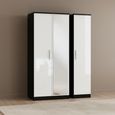 Knightsbridge Wardrobe - 3 Door - 1 Mirror - Triple - White Gloss and Black