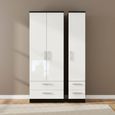 Knightsbridge Wardrobe - 3 Door - 4 Drawer - Tall Triple - White Gloss and Black