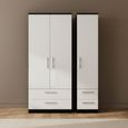 Knightsbridge Wardrobe - 3 Door - 4 Drawer - Triple - White Gloss and Black