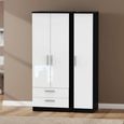 Knightsbridge Wardrobe - 3 Door - LHF 2 Drawer - Tall Triple - White Gloss and Black