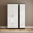 Knightsbridge Wardrobe - 3 Door - LHF 2 Drawer - Triple - White Gloss and Black