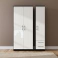 Knightsbridge Wardrobe - 3 Door - RHF 2 Drawer - Tall Triple - White Gloss and Black