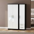 Knightsbridge Wardrobe - 3 Door - RHF 2 Drawer - Triple - White Gloss and Black