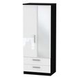 Knightsbridge Wardrobe - 2 Door - 1 Mirror - Combi - White Gloss and Black