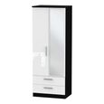 Knightsbridge Wardrobe - 2 Door - 1 Mirror - Tall Combi - White Gloss and Black