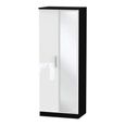 Knightsbridge Wardrobe - 2 Door - 1 Mirror - Tall - White Gloss and Black
