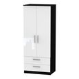 Knightsbridge Wardrobe - 2 Door - 2 Drawer - Double - White Gloss and Black