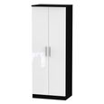 Knightsbridge Wardrobe - 2 Door - Plain - Tall - White Gloss and Black