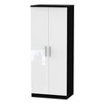 Knightsbridge Wardrobe - 2 Door - Plain - White Gloss and Black