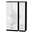 Knightsbridge Wardrobe - 3 Door - 1 Mirror - Combi - White Gloss and Black